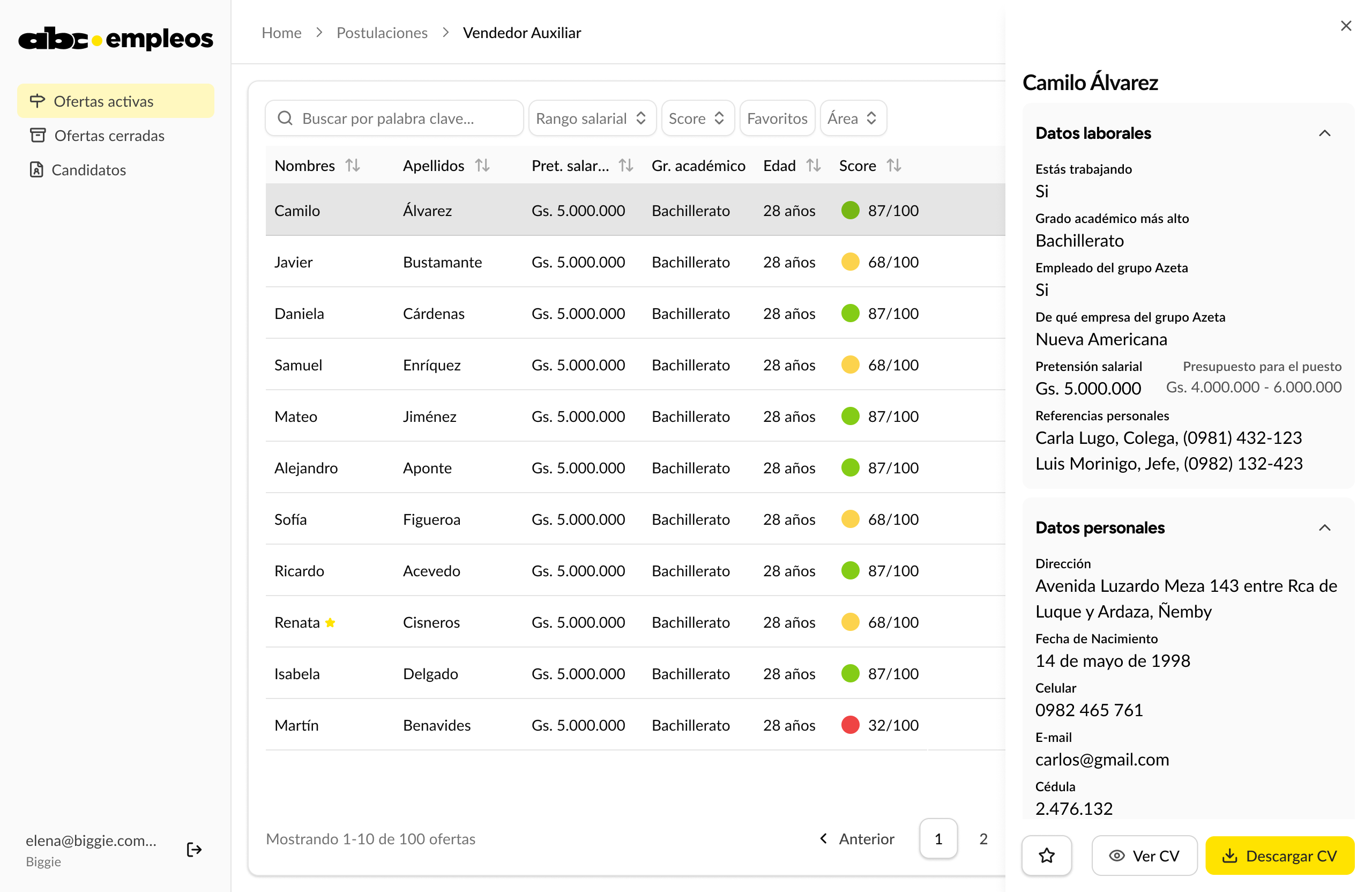 ABC Empleos — recruiter platform