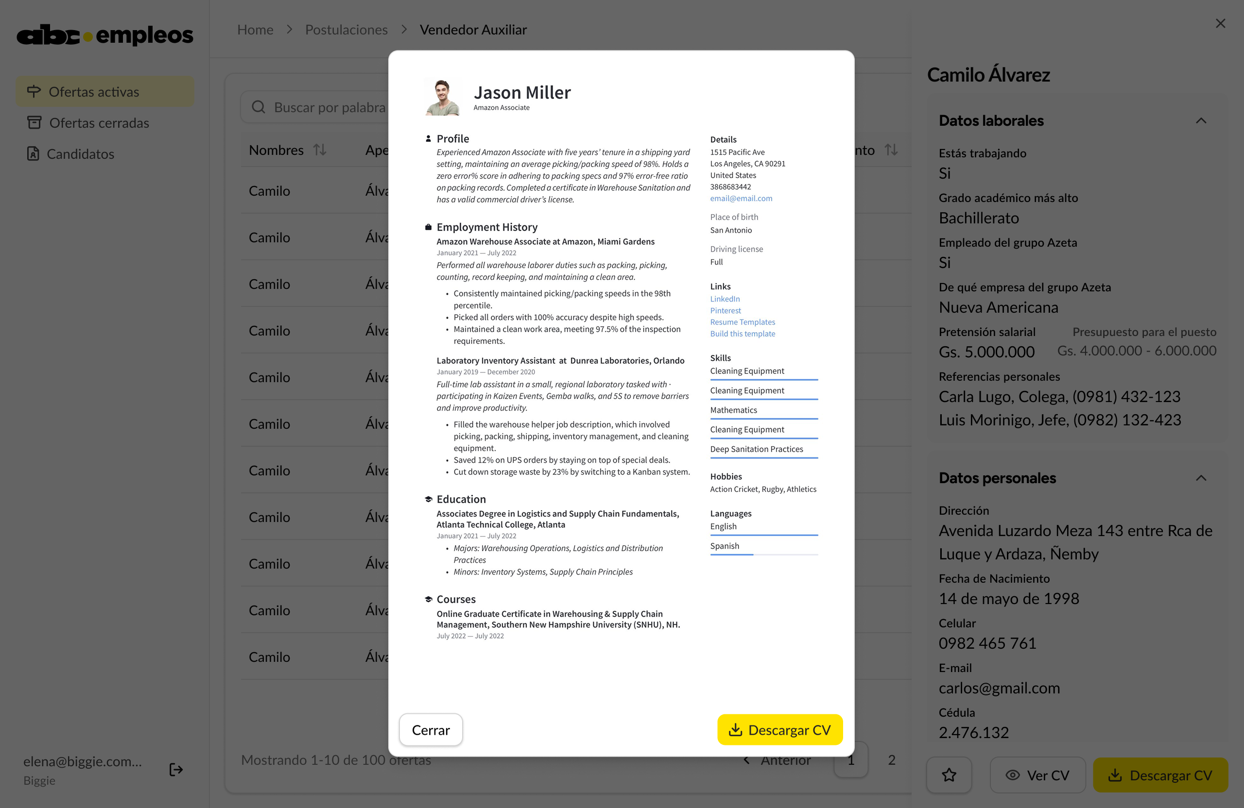 ABC Empleos — application flow