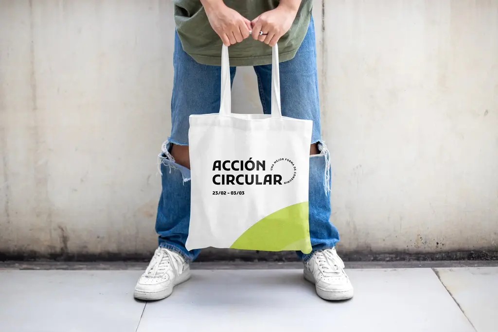 Acción Circular — event identity on a tote bag