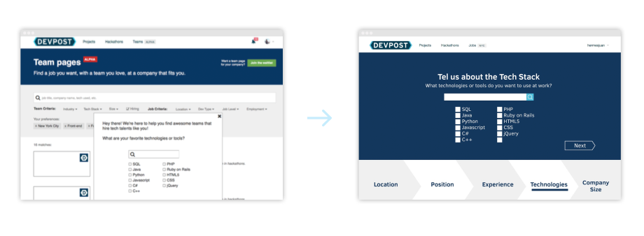 Old Landing page vs proposal 2